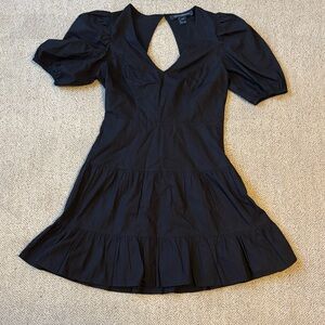 French Connection Black Puff Sleeve Mini Dress